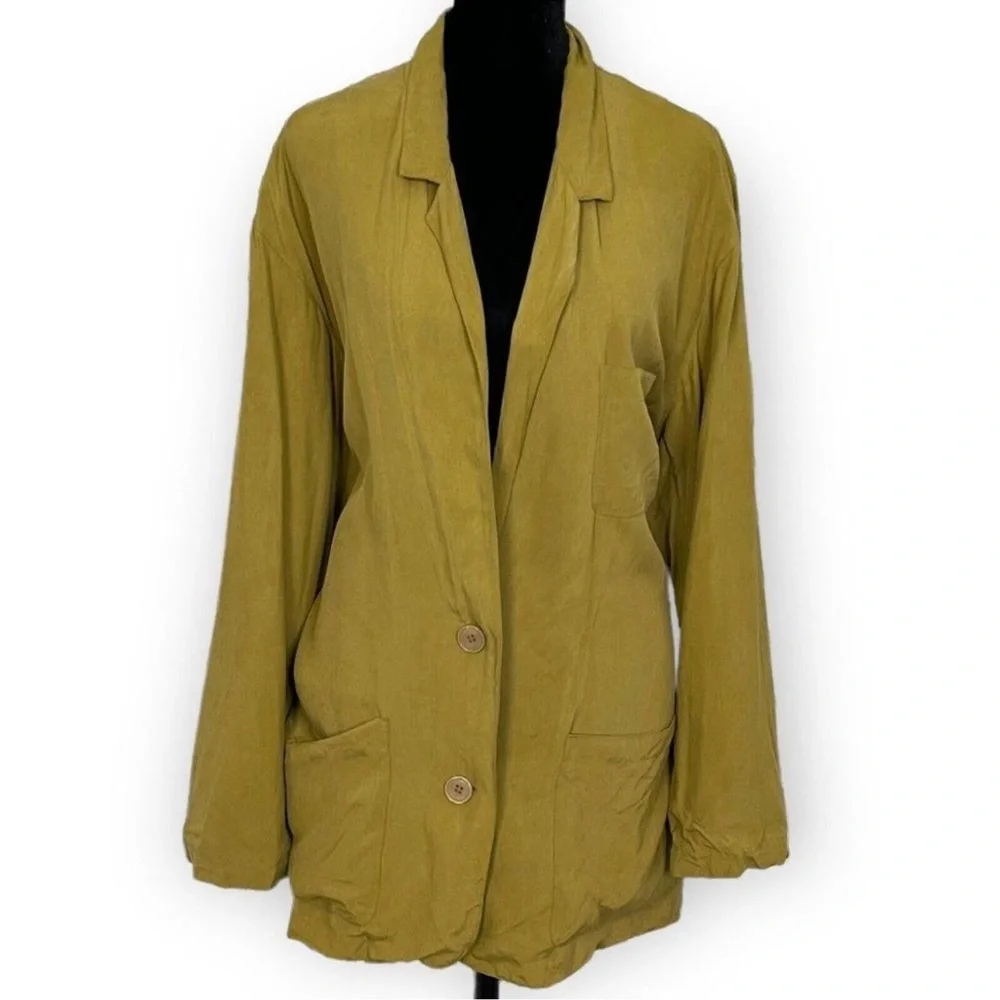 Tweeds‎ chartreuse green silk Blazer Jacket size Large